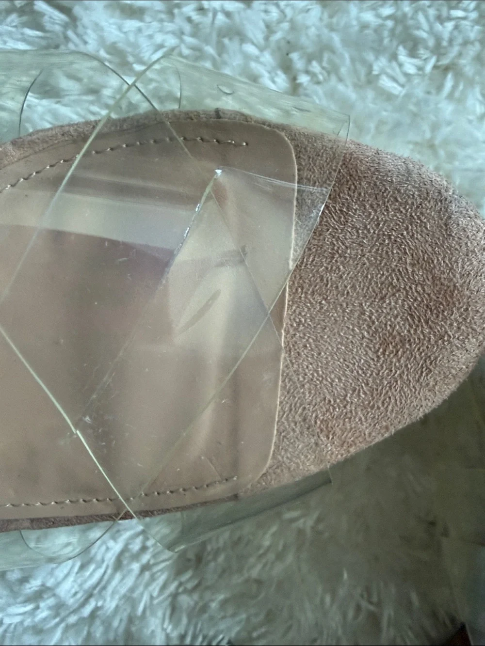 Steve Madden Blush Cork Espadrille Wedge Sandals with Clear Straps